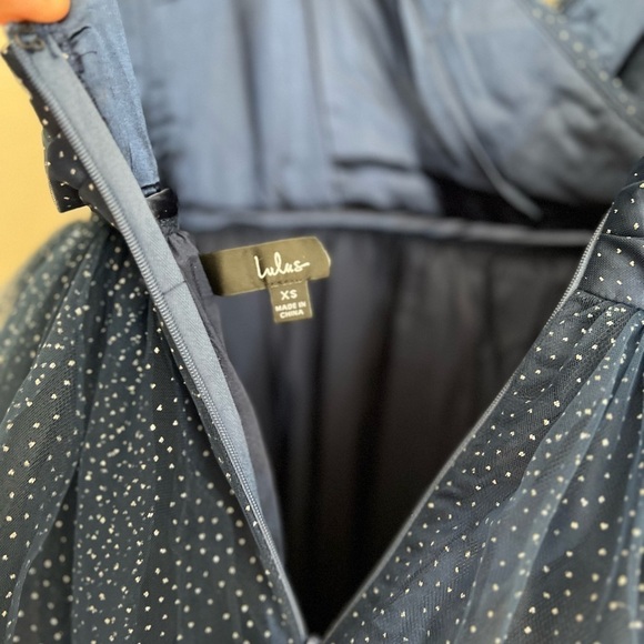 NWOT Spellbinding Beauty Navy Glitter Sleeveless Tulle Maxi Dress - Picture 5 of 8